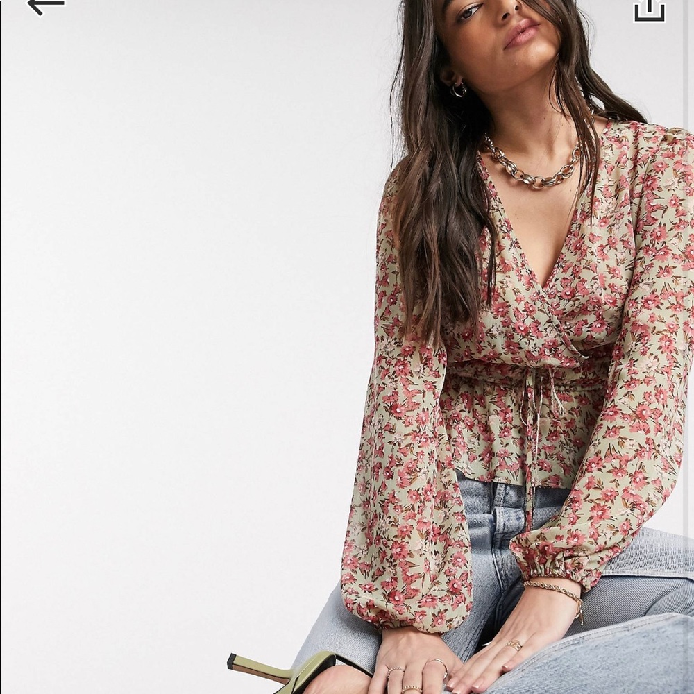 Synch waste blouse in pink print